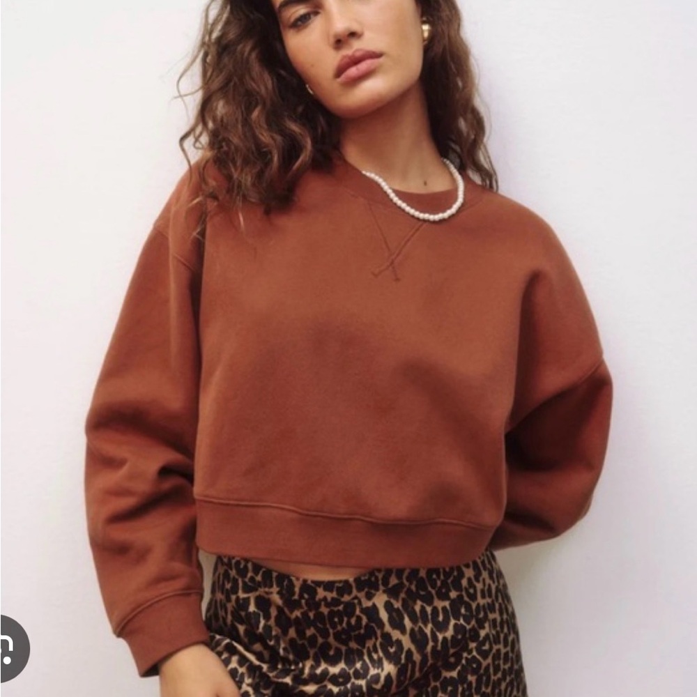 Reformation Grace Cropped Sweatshirt brown